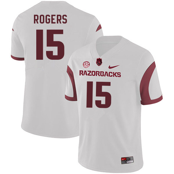 Men #15 Landon Rogers Arkansas Razorbacks College Football Jerseys Sale-White